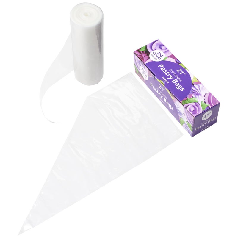 DecoPac Disposable Pastry Bag 100 Count Cake Decorating Supplies, 21 Inch, Non Slip Piping Bag, Clear - Image 3